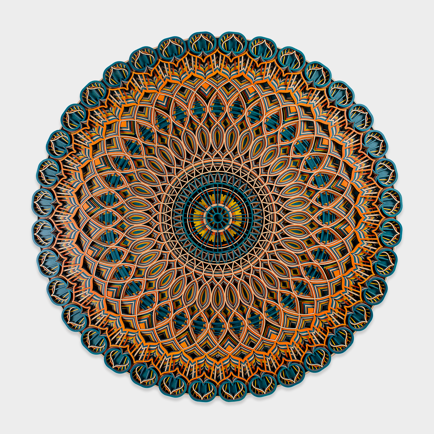 Mandala Royale 3D multi-layered round wooden wall art