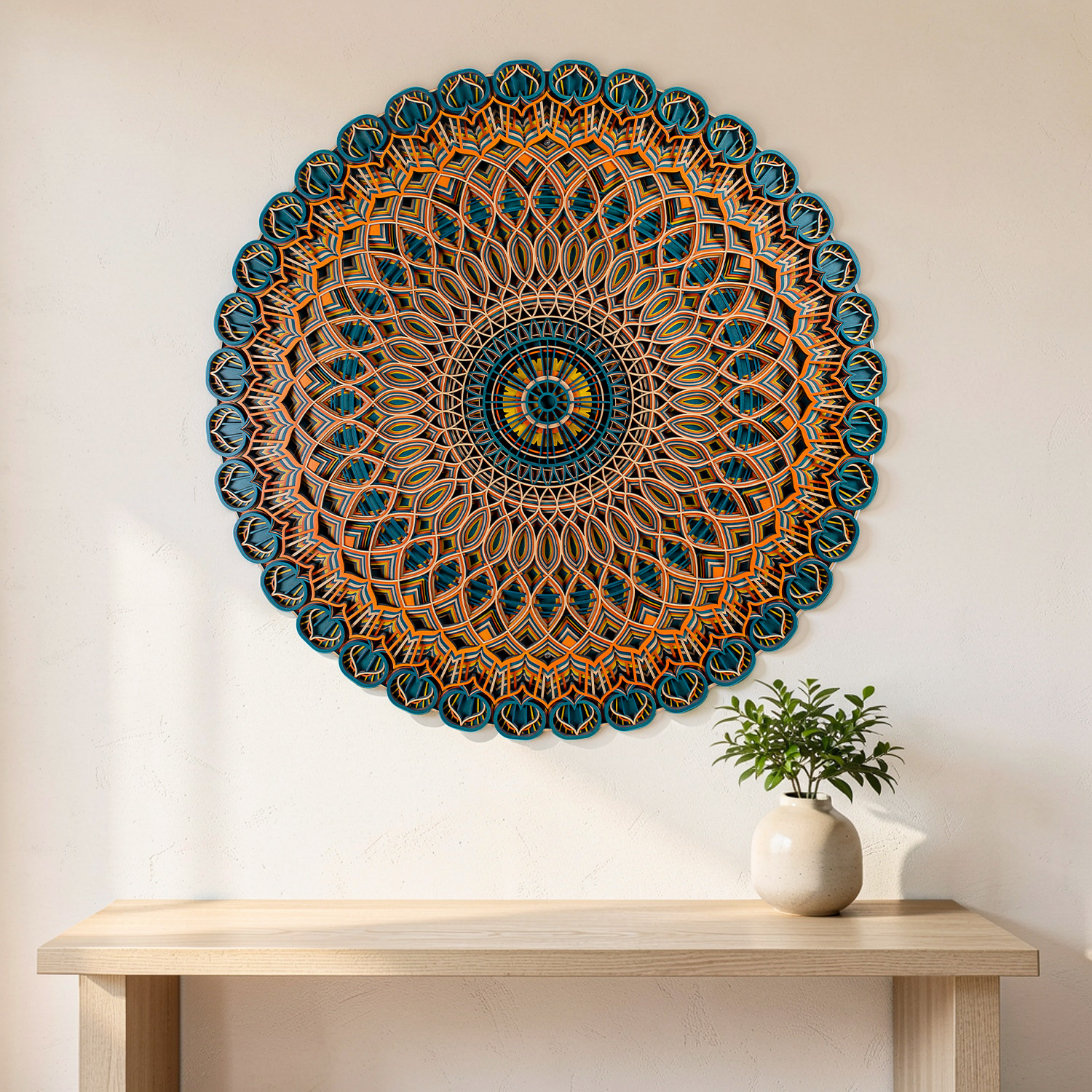 Mandala Royale 3D multi-layered round wooden wall art