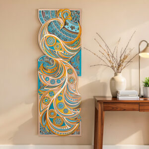 3D multi-layered wooden peacock wall art by Aryam Creation