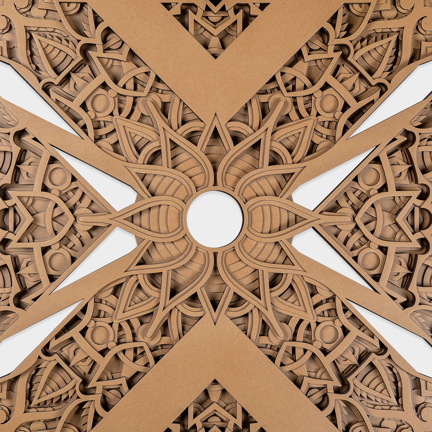 Close-up of the central floral-star geometric mandala design