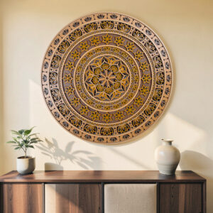 Divine Bloom round 3D multi-layered wooden floral mandala wall art