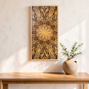 Golden Radiance 3D multi-layered geometric wooden wall art in a premium interior